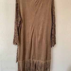 Suede Fringe Boho Mini Dress